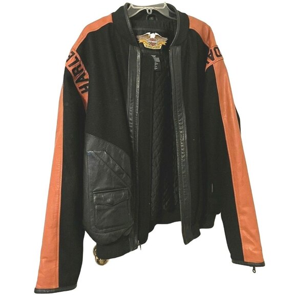 Vintage 1980's Harley Davidson Varsity Style Leather & Wool Men's Jacket XL - Picture 1 of 12